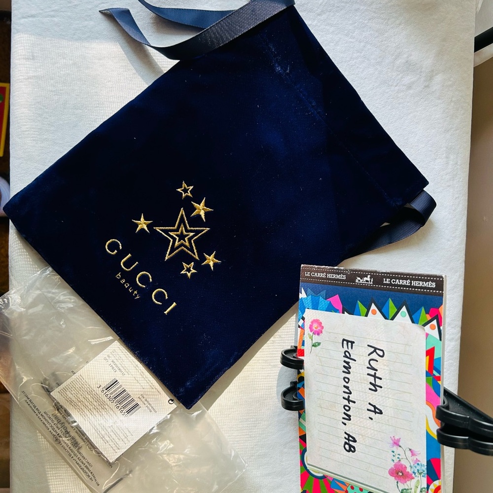 Gucci Royal Blue Velvet Bag with Gold Stars